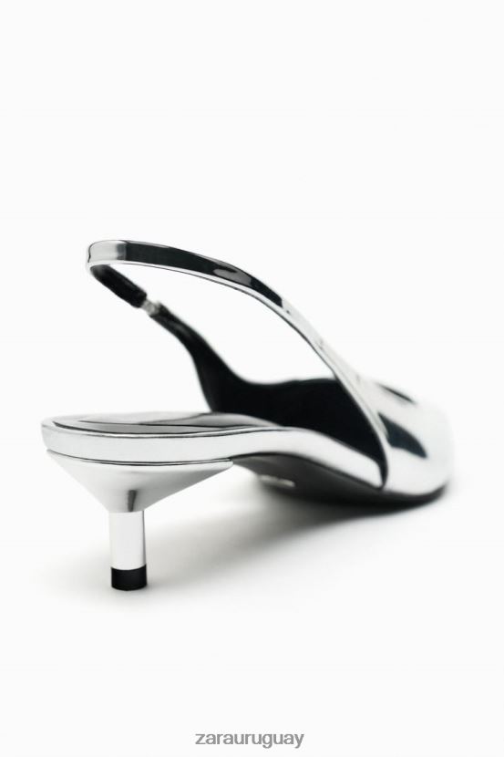 Zara tacones de gatito destalonados mujer H6RHL2738 plata calzado