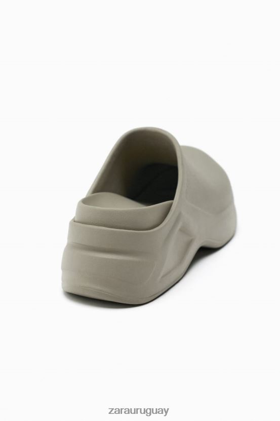 Zara zuecos de goma mujer H6RHL2728 verde caqui calzado