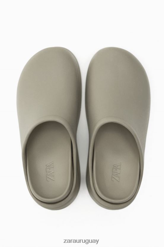 Zara zuecos de goma mujer H6RHL2728 verde caqui calzado