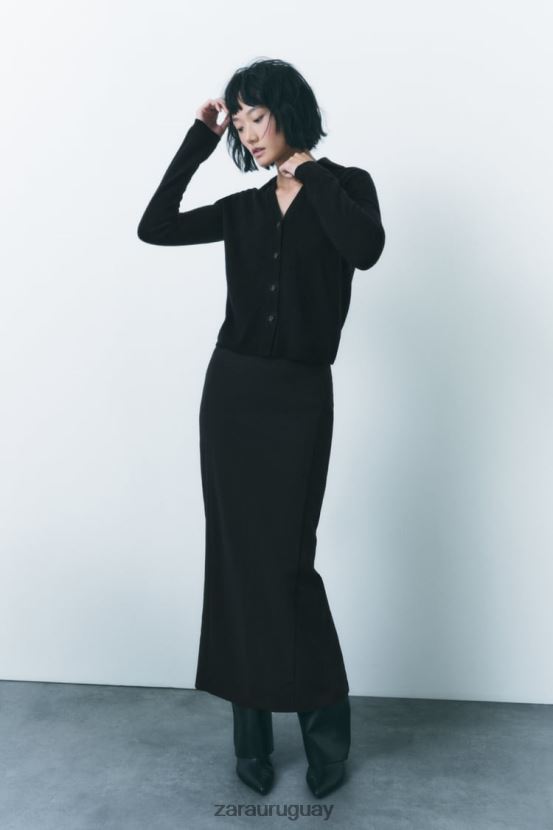 Zara Jersey polo de punto 100% lana mujer H6RHL2268 negro ropa