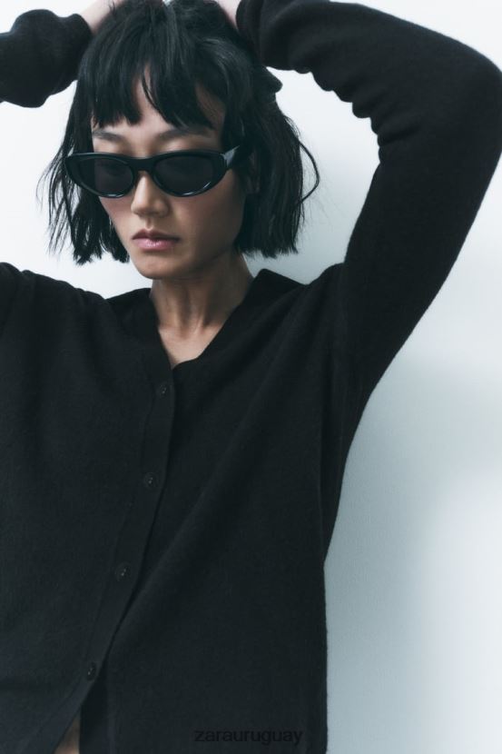 Zara Jersey polo de punto 100% lana mujer H6RHL2268 negro ropa