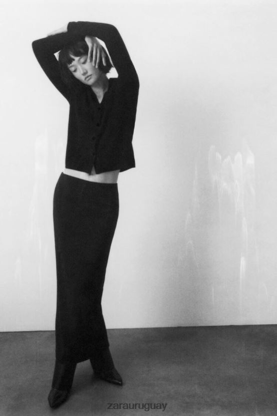 Zara Jersey polo de punto 100% lana mujer H6RHL2268 negro ropa