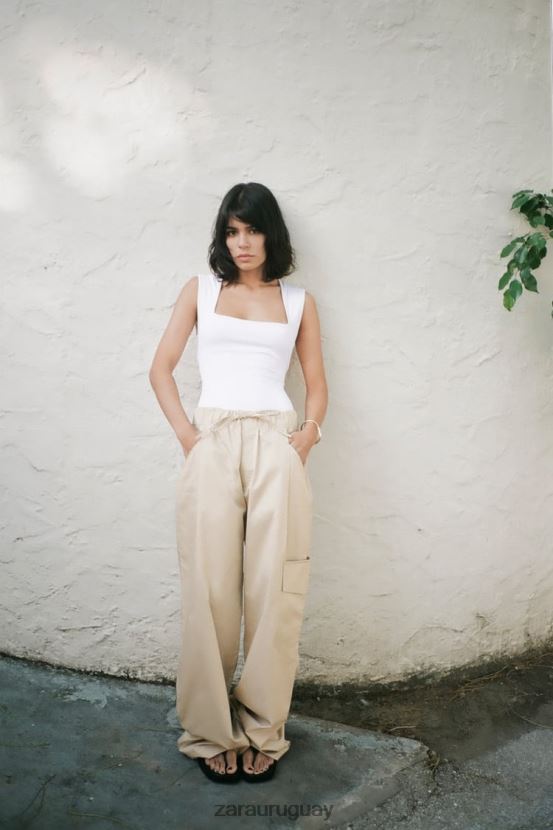 Zara body con cuello cuadrado mujer H6RHL2264 blanco ropa