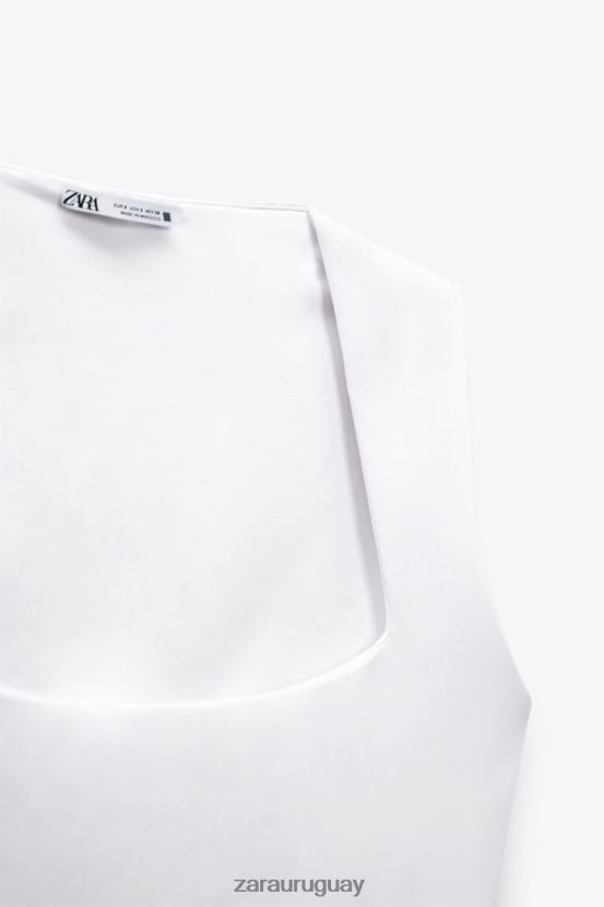 Zara body con cuello cuadrado mujer H6RHL2264 blanco ropa