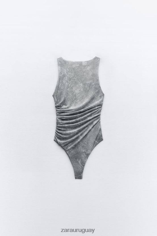Zara body de tul estampado mujer H6RHL2257 grises ropa