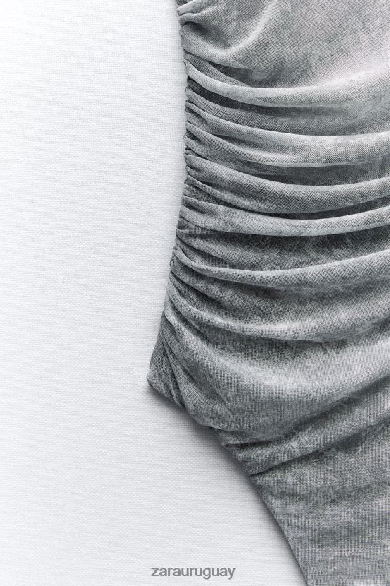 Zara body de tul estampado mujer H6RHL2257 grises ropa