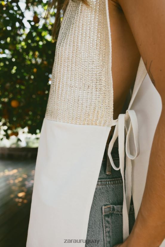 Zara chaleco metalizado en contraste mujer H6RHL2252 crudo ropa