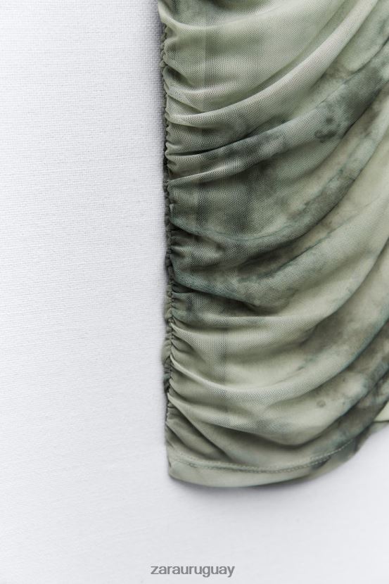 Zara top de tul estampado mujer H6RHL2260 verduras ropa