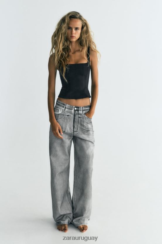 Zara top elástico mujer H6RHL2263 negro ropa