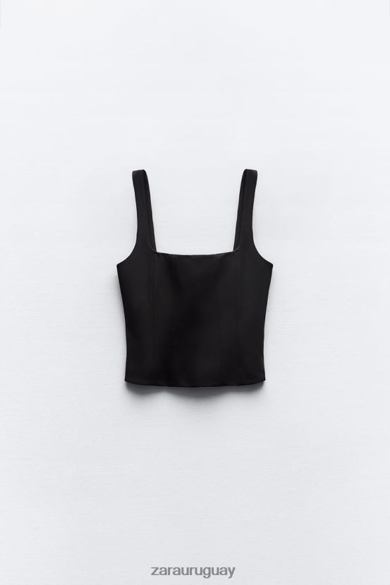 Zara top elástico mujer H6RHL2263 negro ropa