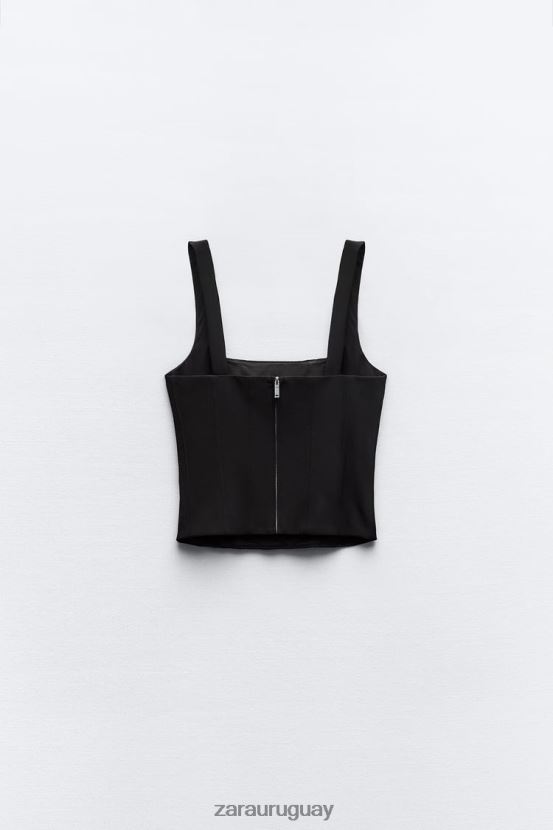 Zara top elástico mujer H6RHL2263 negro ropa