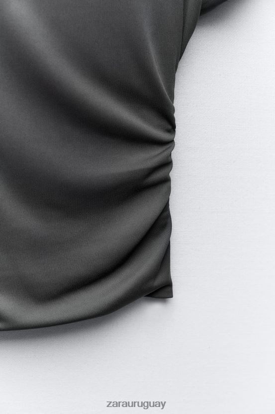 Zara top fruncido lateral mujer H6RHL2258 gris antracita ropa