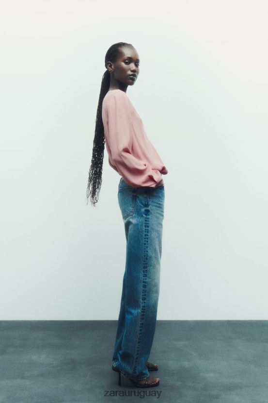 Zara blusa con botones dorados mujer H6RHL2441 rosa ropa