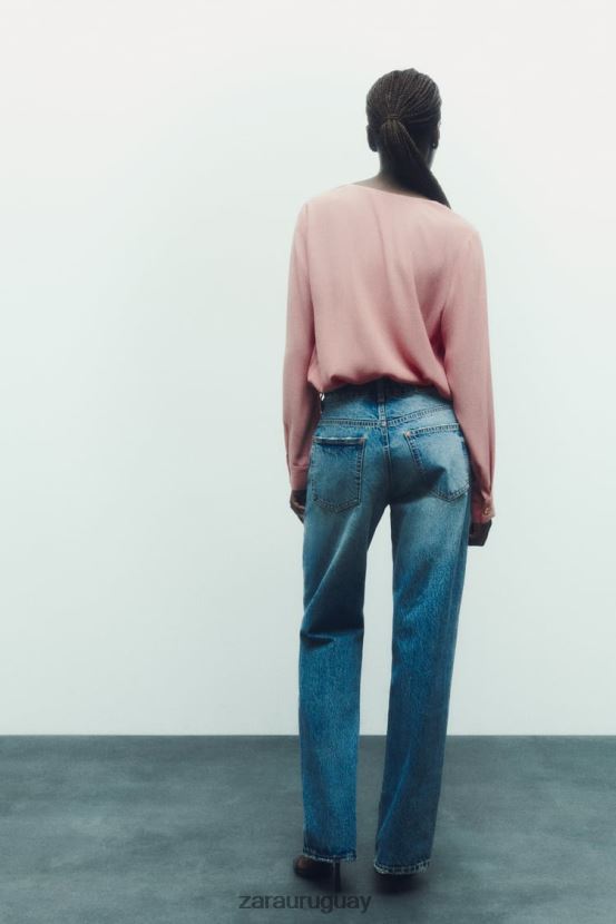 Zara blusa con botones dorados mujer H6RHL2441 rosa ropa