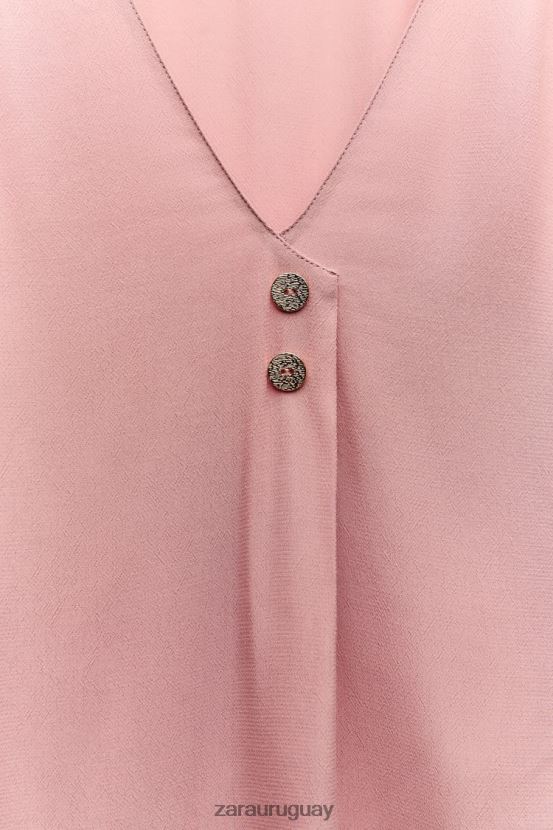 Zara blusa con botones dorados mujer H6RHL2441 rosa ropa