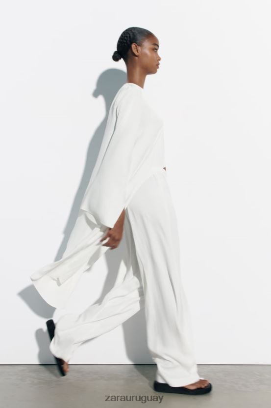 Zara blusa larga asimétrica mujer H6RHL2335 blanco ropa
