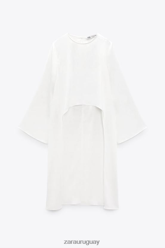 Zara blusa larga asimétrica mujer H6RHL2335 blanco ropa