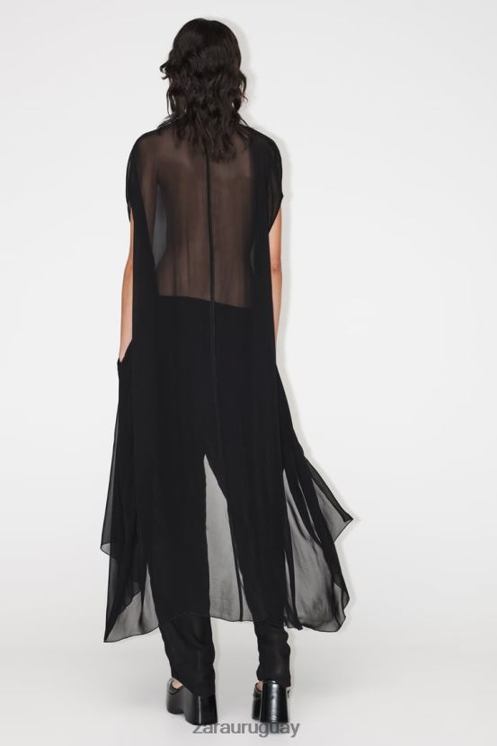 Zara blusa larga semitransparente mujer H6RHL2385 negro ropa