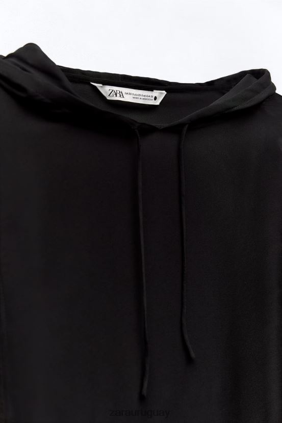 Zara blusa semitransparente con capucha mujer H6RHL2430 negro ropa