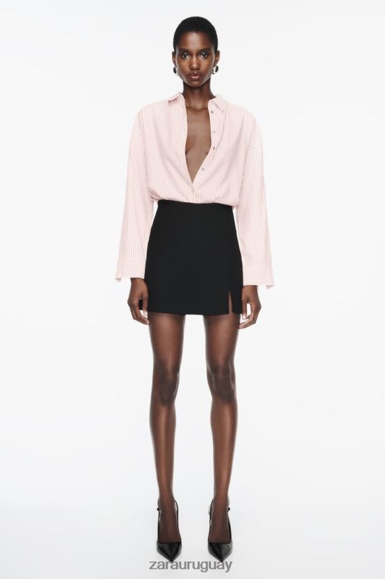 Zara camisa a rayas de gran tamaño mujer H6RHL2397 blanco rojo ropa