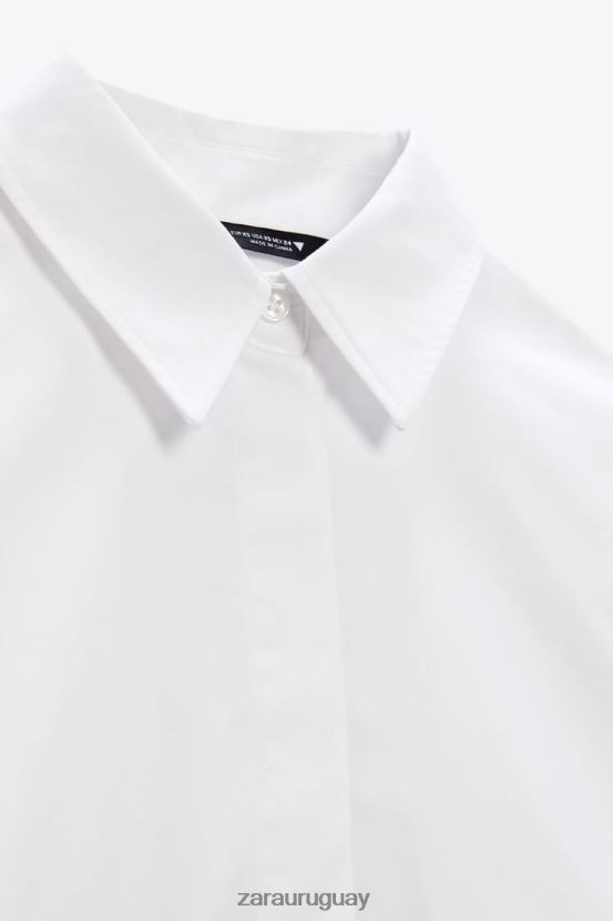 Zara camisa con bolsillo corto mujer H6RHL2412 blanco ropa