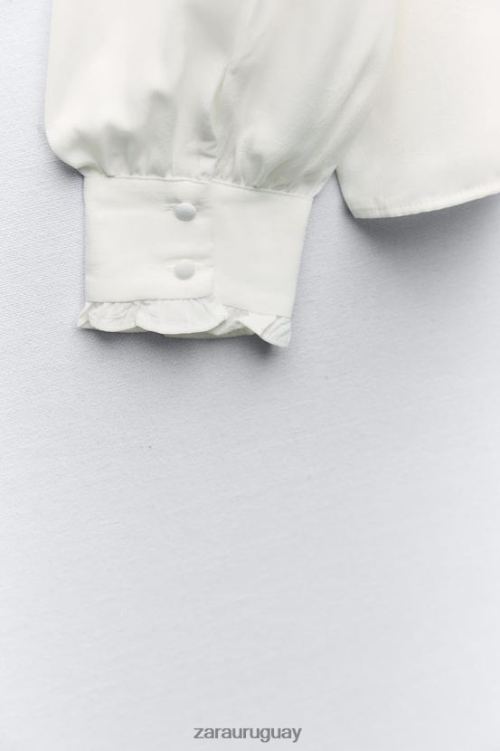 Zara camisa con corbata en contraste mujer H6RHL2316 blanco ropa