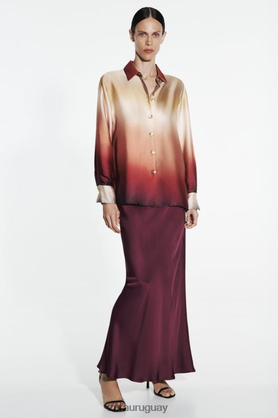 Zara camisa con efecto satinado y efecto tie-dye mujer H6RHL2393 multicolor ropa