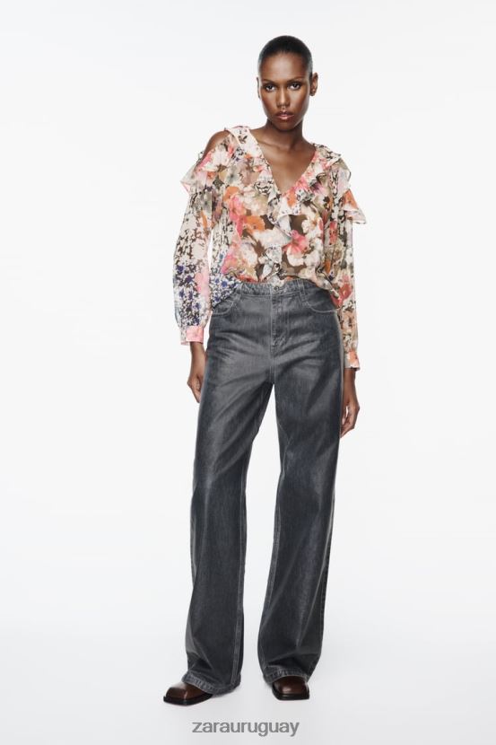 Zara camisa con estampado floral mujer H6RHL2404 multicolor ropa
