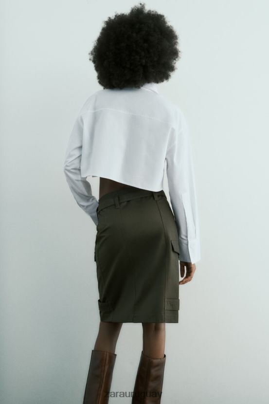 Zara camisa corta de gabardina mujer H6RHL2432 blanco ropa