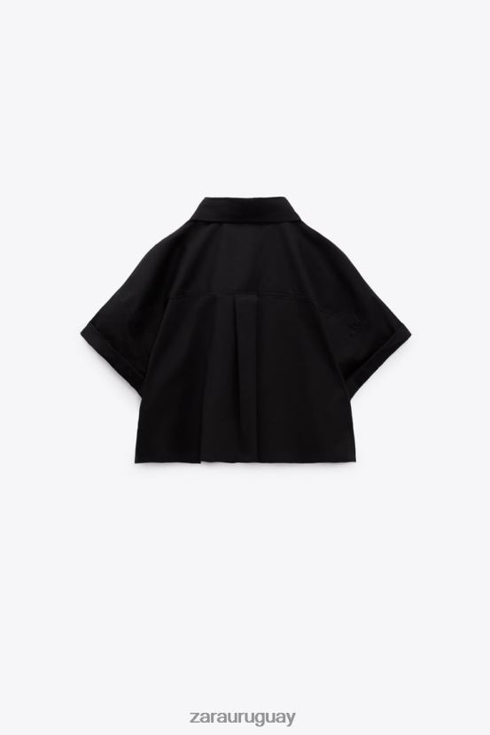 Zara camisa corta de popelina mujer H6RHL2415 negro ropa
