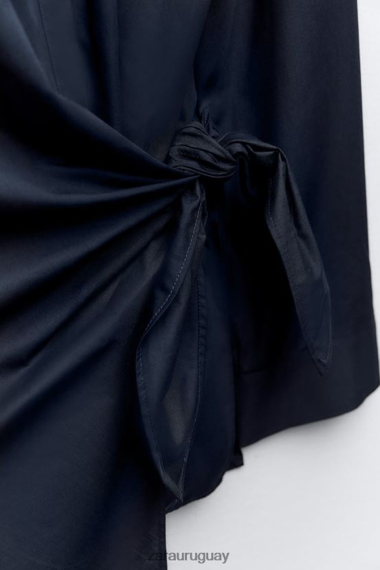 Zara camisa cruzada de popelina mujer H6RHL2327 Azul marino ropa