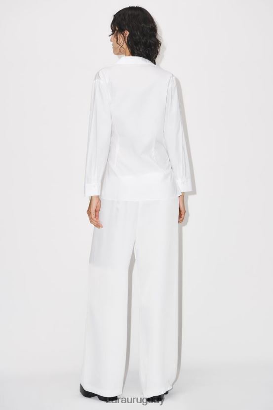 Zara camisa cruzada de popelina mujer H6RHL2332 blanco ropa