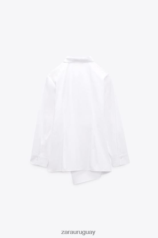 Zara camisa cruzada de popelina mujer H6RHL2332 blanco ropa