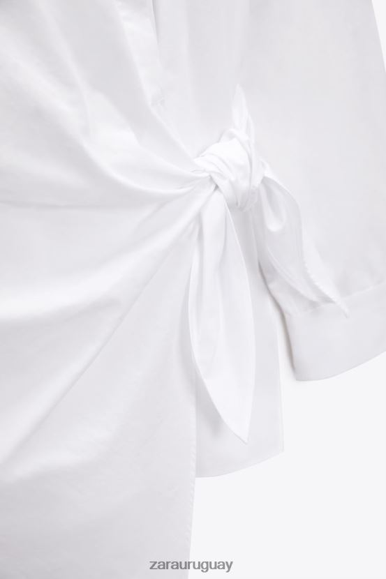 Zara camisa cruzada de popelina mujer H6RHL2332 blanco ropa