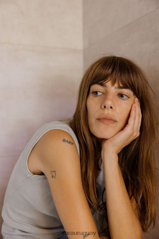 Zara camisa de algodón lavada mujer H6RHL2871 gris ropa