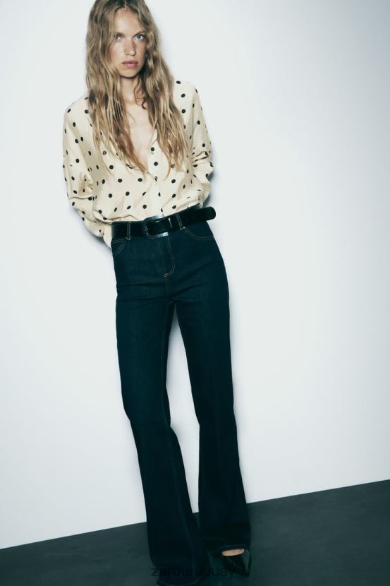 Zara camisa de lunares mujer H6RHL2295 crudo/negro ropa