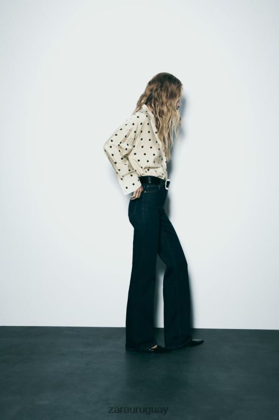 Zara camisa de lunares mujer H6RHL2295 crudo/negro ropa