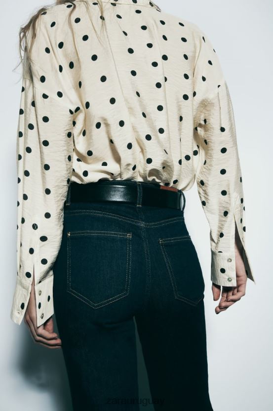 Zara camisa de lunares mujer H6RHL2295 crudo/negro ropa