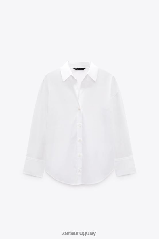 Zara camisa de popelina mujer H6RHL2338 blanco ropa