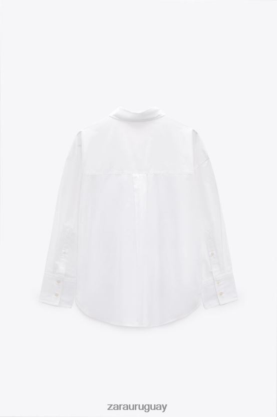 Zara camisa de popelina mujer H6RHL2338 blanco ropa
