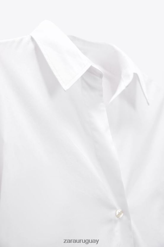 Zara camisa de popelina mujer H6RHL2338 blanco ropa
