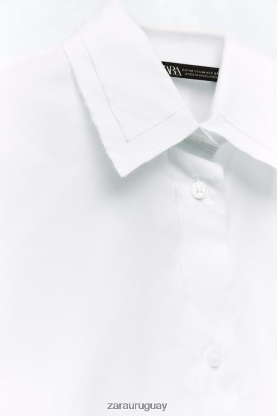 Zara camisa de popelina oversize mujer H6RHL2292 blanco ropa
