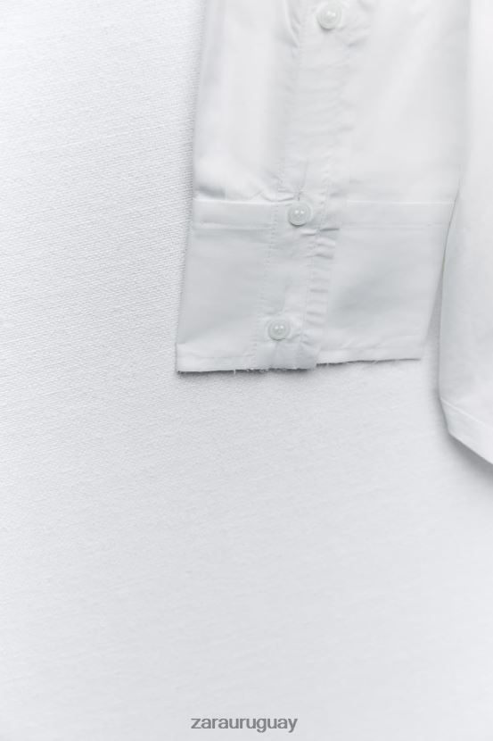 Zara camisa de popelina oversize mujer H6RHL2292 blanco ropa