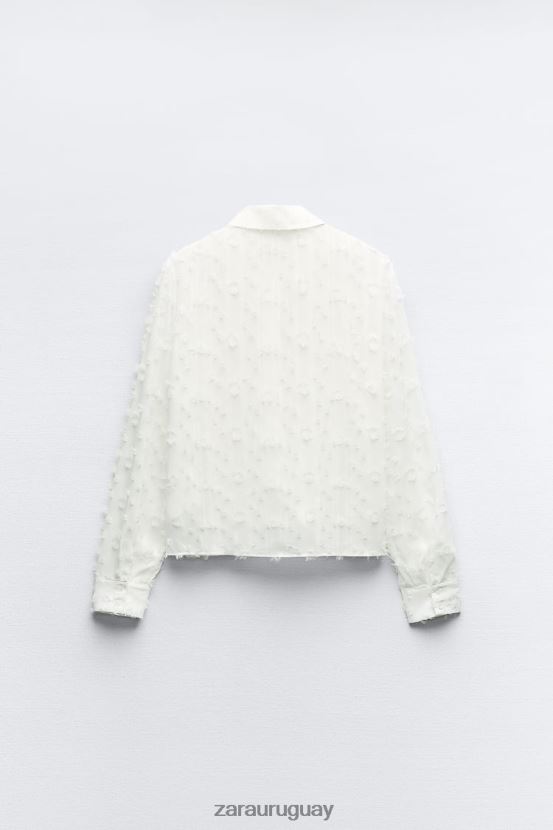 Zara camisa deshilachada mujer H6RHL2437 blanco ropa