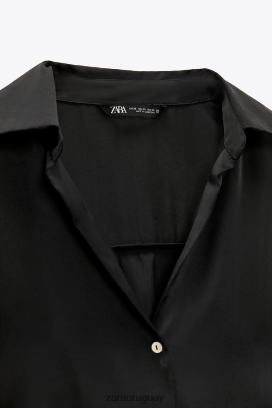 Zara camisa efecto satinado mujer H6RHL2314 negro ropa