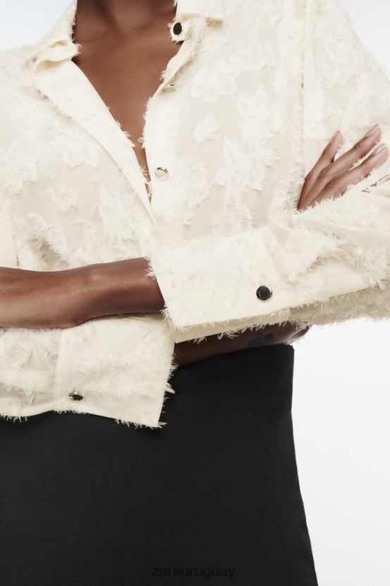 Zara camisa estructurada floral mujer H6RHL2308 crudo ropa