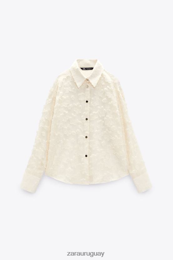 Zara camisa estructurada floral mujer H6RHL2308 crudo ropa
