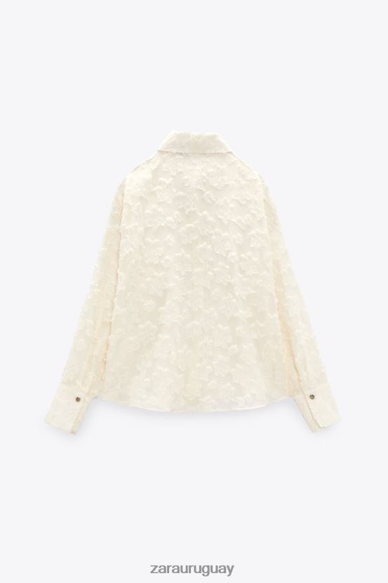 Zara camisa estructurada floral mujer H6RHL2308 crudo ropa