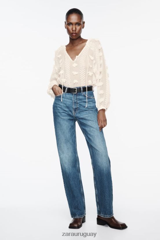 Zara camisa floral 3d mujer H6RHL2310 crudo ropa