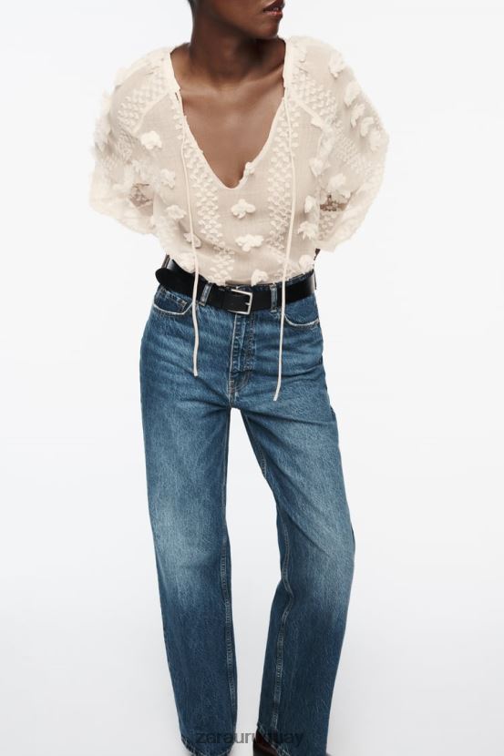 Zara camisa floral 3d mujer H6RHL2310 crudo ropa